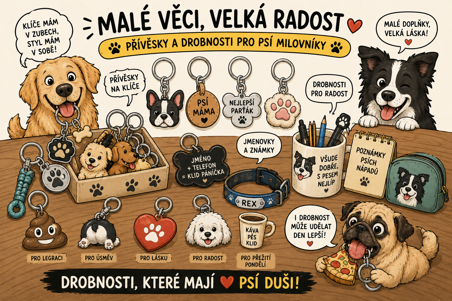 Přívěsky na klíče a drobnosti