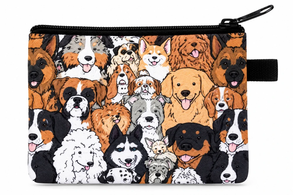 Kapsička na zip s motivem psů – 10,5 × 14 cm/motiv 2