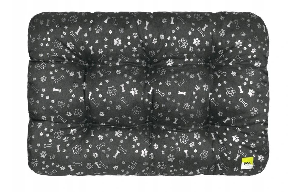 Pelíšek pro psa – 100 × 70 cm Šedý s motivem kosti a tlapky