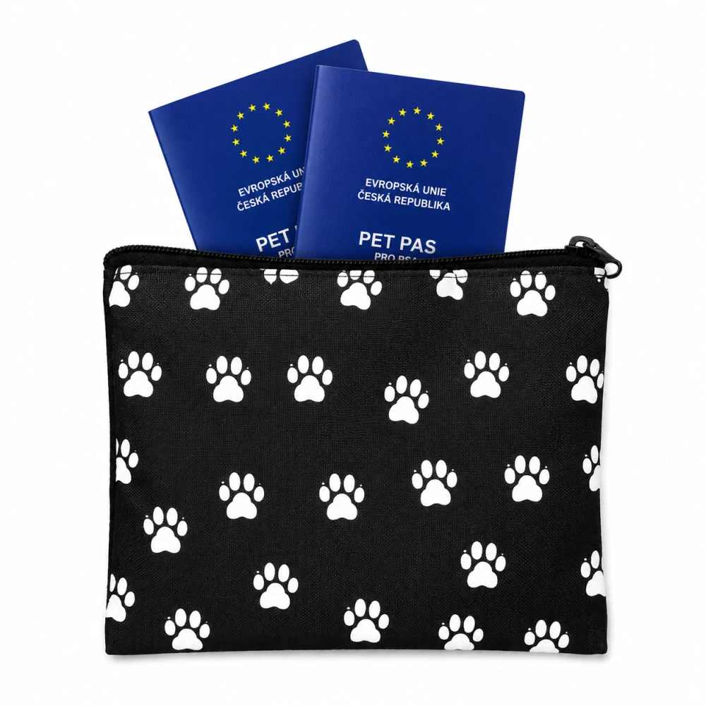 Pouzdro na očkovací průkaz a dokumenty pro psy – na zip, 16 × 21 cm