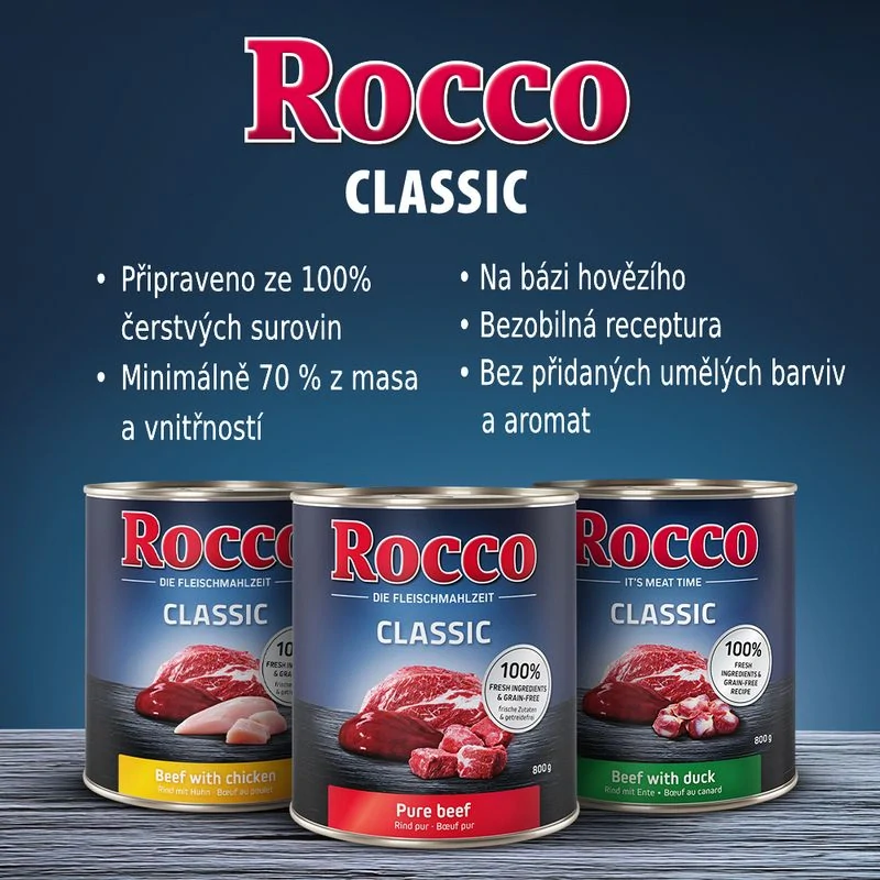 Rocco classic hovězí s drůbežími srdíčky 400 g