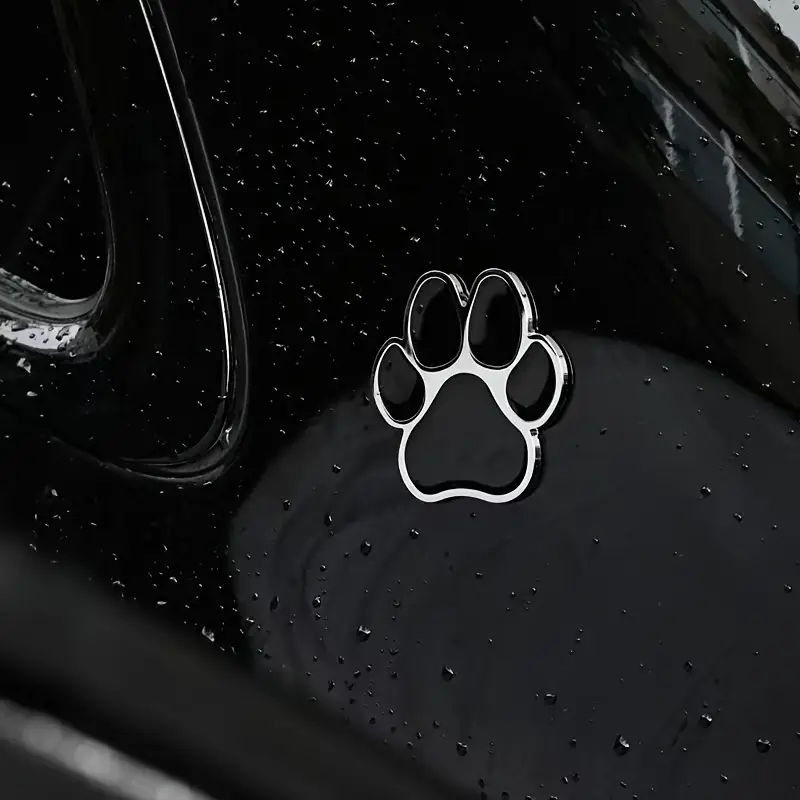 3D samolepka na auto – psí tlapka (kovová, chromovaná)