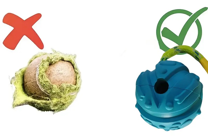 Gumový míček na šňůrce pro psy – 8 cm