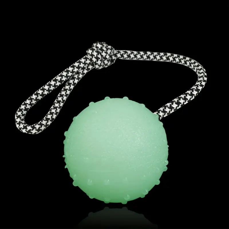 Fluoreskující gumový míček na šňůrce pro psy – 6 cm