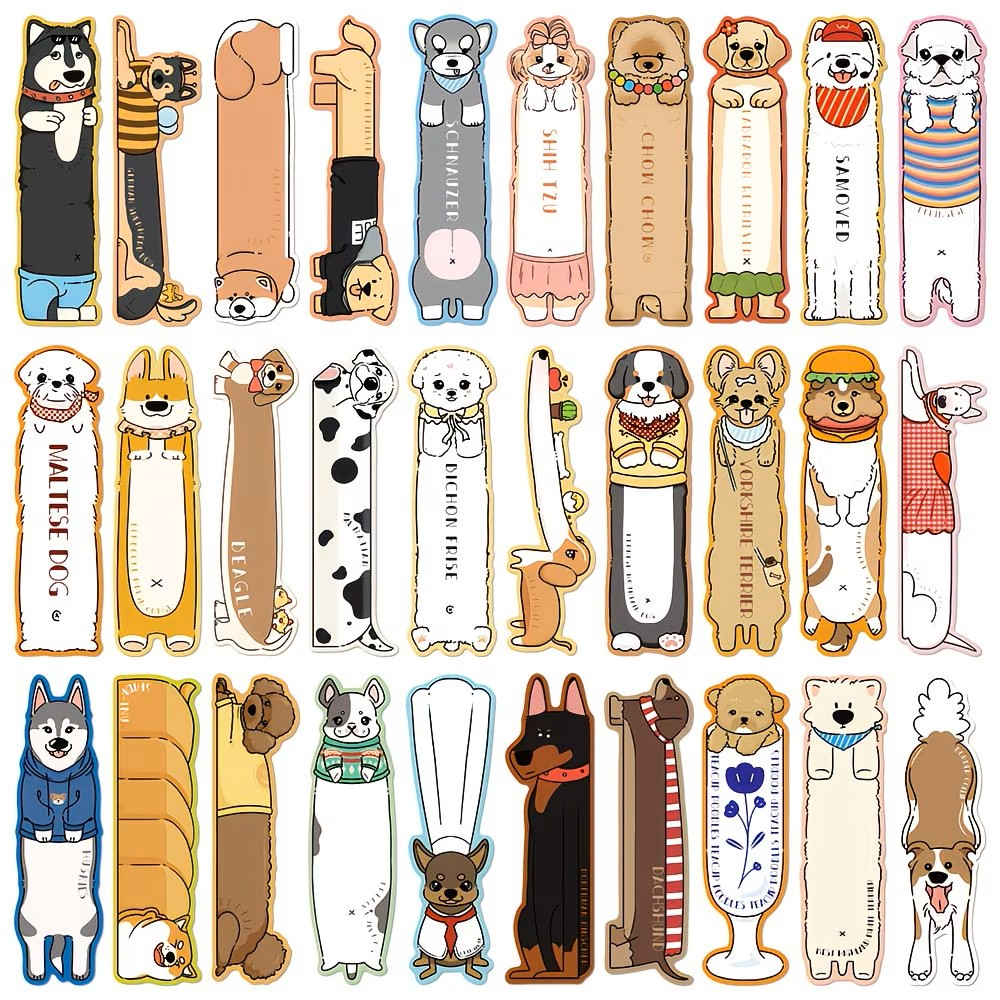 Papírová záložka do knihy s motivem psa – mix plemen, 15 × 4 cm