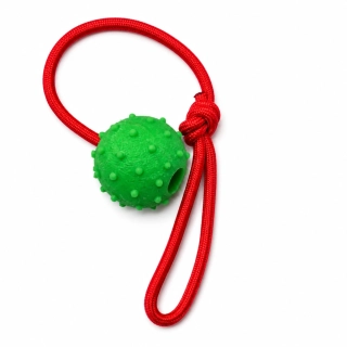 Gumový míček na šňůrce pro psy – 5 cm (zelený)