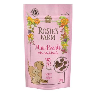 Rosie's Farm Mini Hearts – polovlhké pamlsky pro psy (telecí)