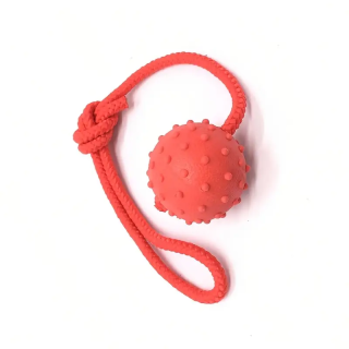 Gumový míček na šňůrce pro psy – 5 cm (červený)